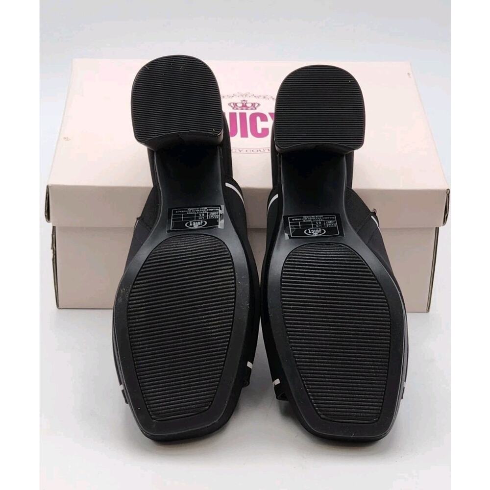 Juicy Couture Juicy Girly Womens Size 8.5 M Heeled Sandals Black White Logo - Picture 5 of 16